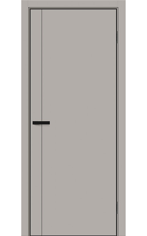 Дверь межкомнатная Браво-0.10.А, Bravo, цвет Grey Silk, глухая, кр. матовая черная, молдинг Black