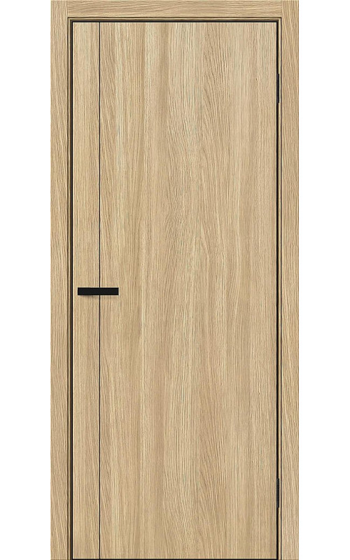 Дверь межкомнатная Браво-0.10.А, Bravo, цвет Real Oak, глухая, кр. матовая черная, молдинг Black