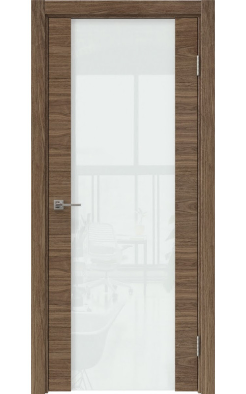 Дверь шпон ePorta Vitrum 1.3 американский орех стекло триплекс белый