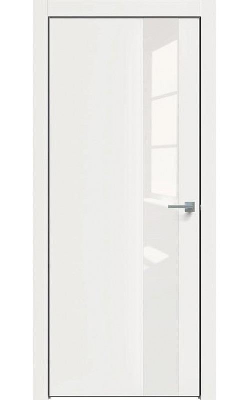 Дверь Triadoors Concept-703 Белоснежно матовый стекло Лакобель белый кр. матовая черная