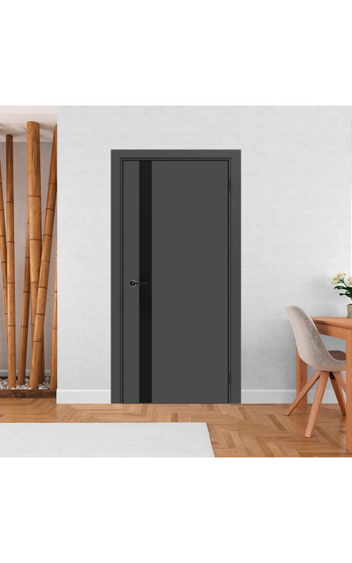 Дверь ДвериПРО ДП-514 Silver Gray глухая кр. матовая черная молдинг Black