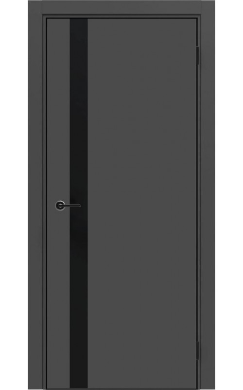 Дверь ДвериПРО ДП-514 Silver Gray глухая кр. матовая черная молдинг Black