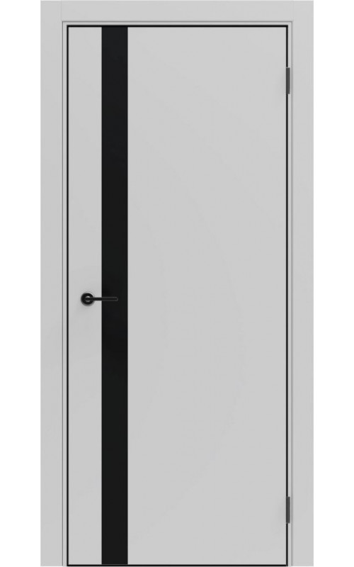 Дверь ДвериПРО ДП-514 Silver Gray глухая кр. матовая черная молдинг Black