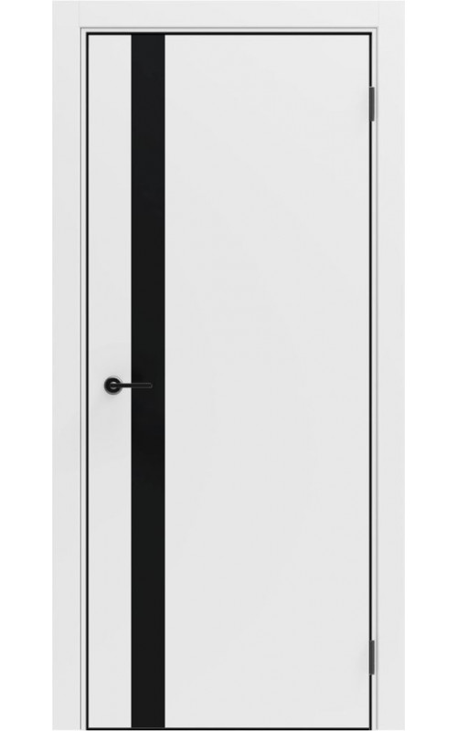 Дверь ДвериПРО ДП-514 White Pearl глухая кр. матовая черная молдинг Black