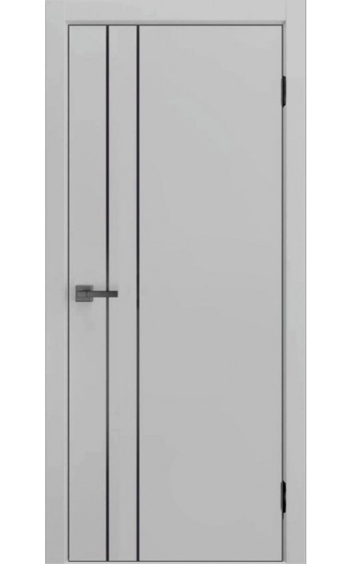 Дверь ДвериПРО ДП-58 Silver Gray глухая кр. матовая черная молдинг Black