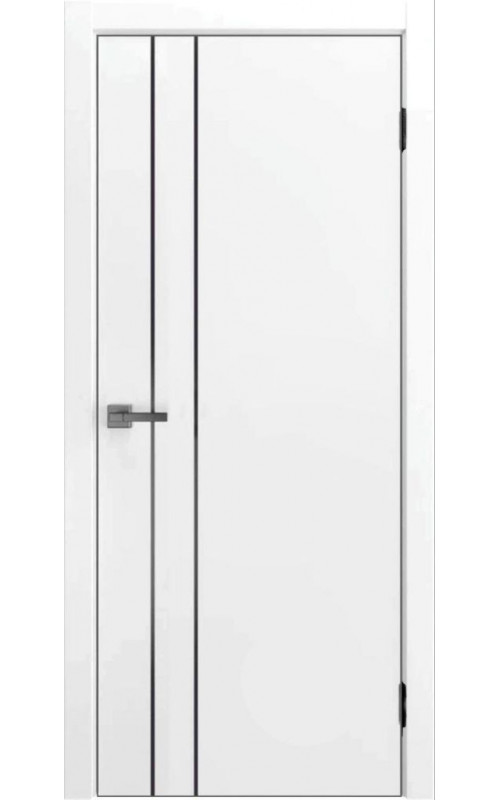 Дверь ДвериПРО ДП-58 White Pearl глухая кр. матовая черная молдинг Black