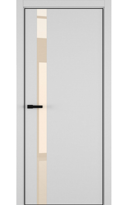 Дверь Zadoor ART Lite A2 ALU Светло-серый стекло Lacobel Beige кр. матовая черная